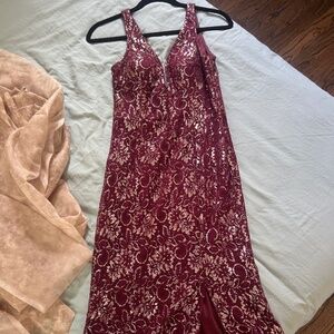 Maroon and silver dress